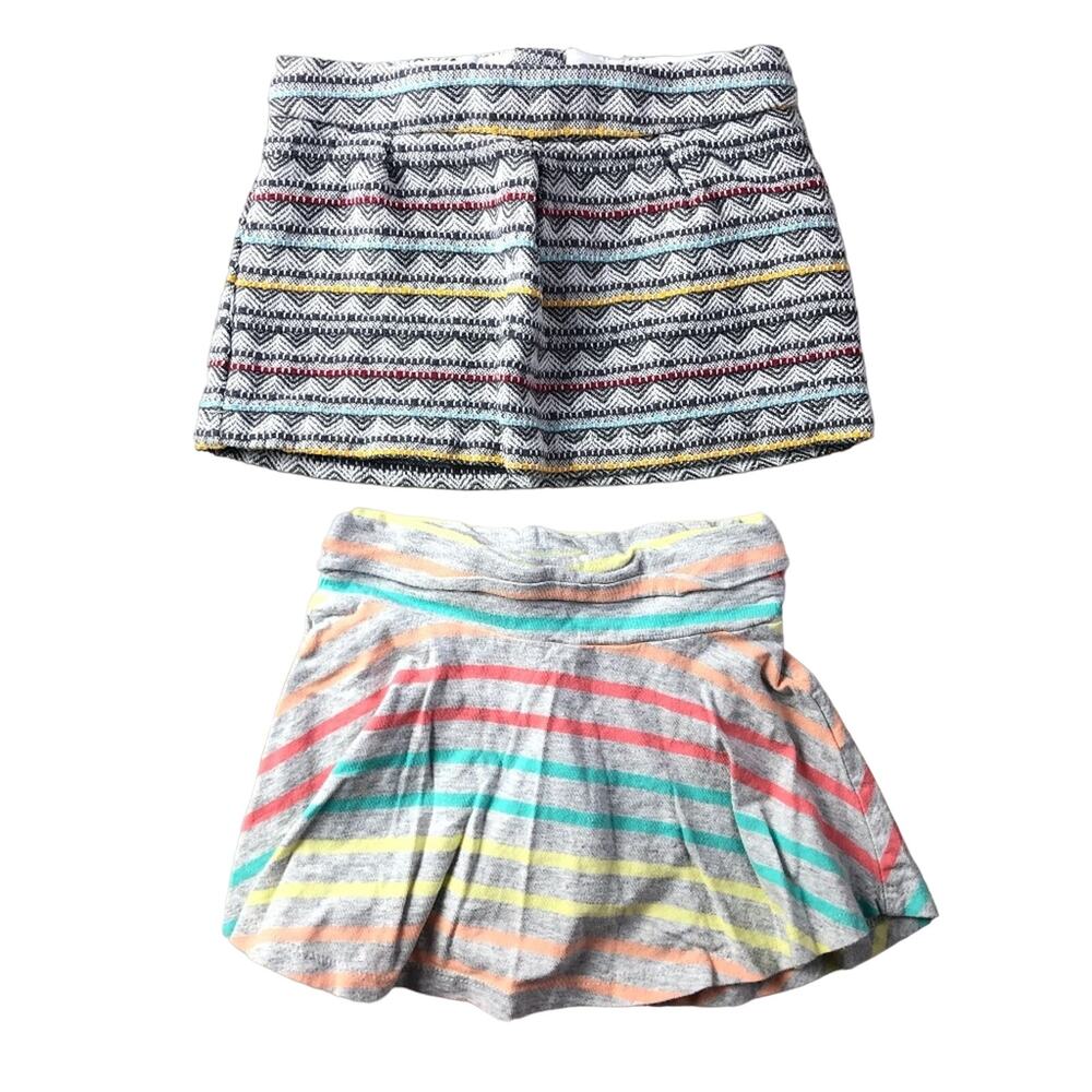 OshKosh Crazy 8 Gray Pink Blue Jersey Knit Tweed Striped Adjustable Waist Skirts
